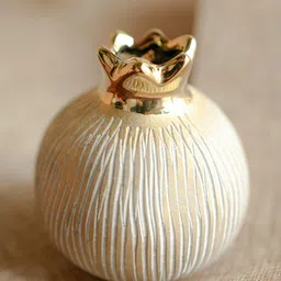 ArteCasa White Striped Pomegranate-Shaped Small Vase-picture-42