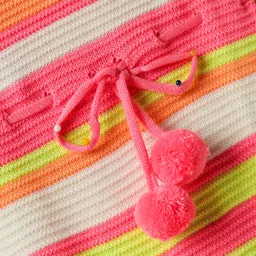 Babyhug Knitted Full Sleeves Striped Woollen Dress - Pink image 3