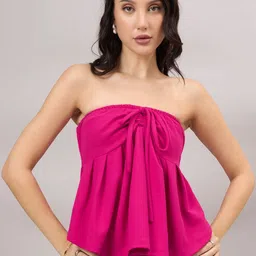 R.Code by The Roadster Life Co. Women Tie-Front Strapless Tube Top-picture-14