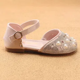 Babyoye Sandal with Buckle Closure & Pearl Embellishments - Pink image 4