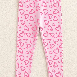 Trampoline Cotton Lycra Knit Pack Of 3 Full Length Leopard Printed Hearts & Stars - Purple Pink & Black image 5