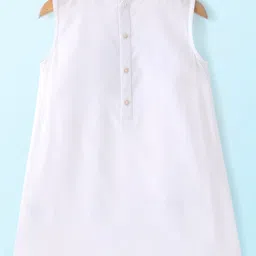 Babyhug Cotton Woven Three Fourth Sleeves Inner & Outer Set of Ethnic Dress with Floral Embroidery & Print - Navy Blue & White image 5