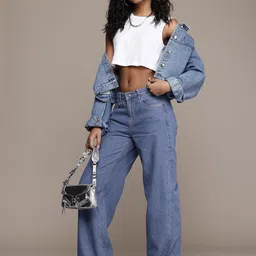 The Roadster Life Co. Women Pure Cotton Low-Rise 90s Baggy Jeans-picture-11