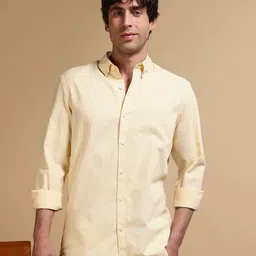 Blu MNKY Men Classic Slim Fit Micro Checked Button-Down Collar Cotton Casual Shirt-picture-33
