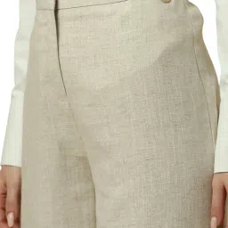 Allen Solly Beige Viscose Solid Formal Trousers image 5