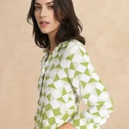 RAREISM Green Cotton Blend Printed Long Sleeves Dress image 5