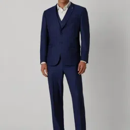Van Heusen Navy Slim Fit Printed Four Piece Suit-image-51