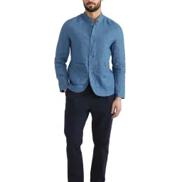 Rare Rabbit Blue Relaxed Fit Solid Jacket image 5