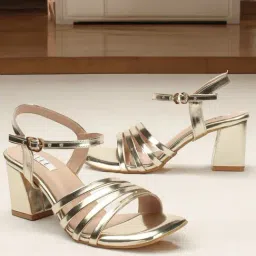 Elle Women's Gold Ankle Strap Sandals-image-12