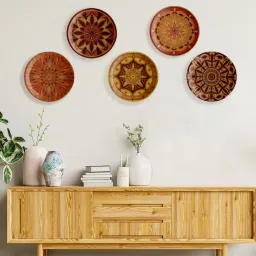 Nestroots Chestnut Charm Mustard & Maroon Porcelain¿Decorative Wall Plate image 5