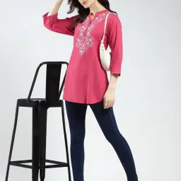 Monte Carlo Pink Viscose Embroidered Kurti image 5