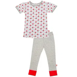 Nino Bambino Kids Grey Printed T-Shirt with Pants-image-24