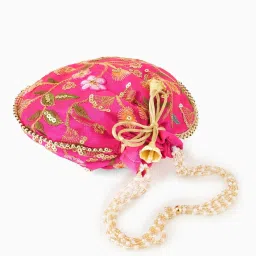 Gaurapakhi Pink Embroidered Potli image 5