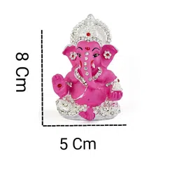 Kulin Resin Pink Ganesh Idol with Silver Crown image 3