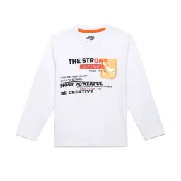 Under Fourteen Only Kids White Printed T-Shirt-image-83