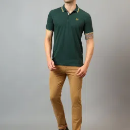 Cantabil Bottle Green Regular Fit Polo T-Shirt image 5