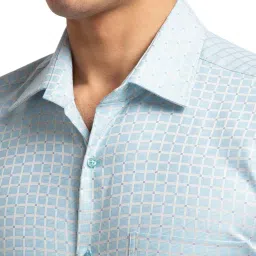 Raymond Blue Cotton Contemporary Fit Checks Shirt image 5