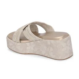 Clog London Women's Beige Cross Strap Wedges image 5