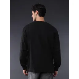 The Souled Store Black Cotton Embellished Relaxed Fit T-Shirt image 2