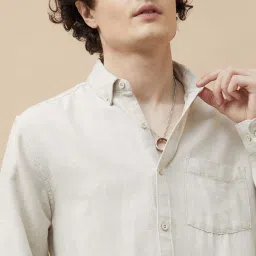 Fame Forever By Lifestyle Beige Cotton Regular Fit Shirts image 5