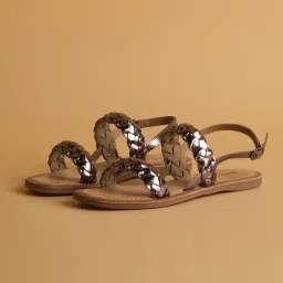Eridani Women's Ammora Gun Metal Back Strap Sandals image 5