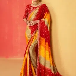 Saree Mall Red Embellished Sarees With Unstitched Blouse-picture-17