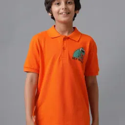 Under Fourteen Only Boys Orange Cotton Printed Polo T-Shirt-image-42