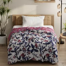 KOPA Pink & Blue Microfibre Floral Single Comforter-image-38