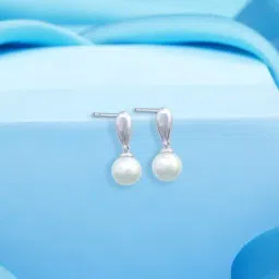 Zavya 925 Silver Pure Pearls Rhodium Plated Drop Earrings for Women-picture-13