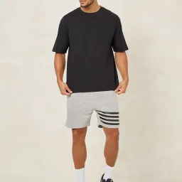 Styli Grey Regular Fit Printed Cotton Shorts image 5