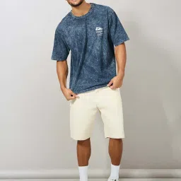 Styli Navy Relaxed Fit Printed Oversized Crew T-Shirt image 5