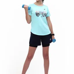 Asics Mint Blue Printed Sports T-Shirt image 5