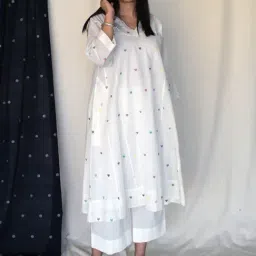 House Of Moxa White Jamdani Woven Kurta Pyjama Set-image-20