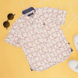 Pantaloons Junior Kids White & Brown Cotton Printed Shirt-picture-13