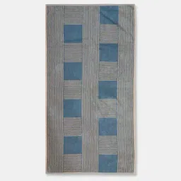 Fabindia Teal Ladder Stripe Pile Cotton Towel image 2