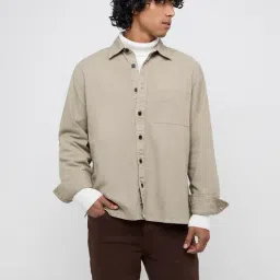 WES Casuals by Westside Beige Relaxed-Fit Cotton Shirt-picture-12