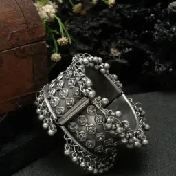 YouBella Silver Plated Oxidized Cuff Bracelet-picture-11