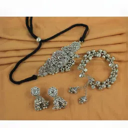 JFL - JEWELLERY FOR LESS Silver-Plated Brass Necklace & Earrings-picture-18