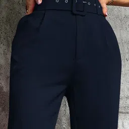 Stylecast X Slyck Women Solid Pattern Belted Trouser image 2