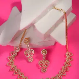 Saraf RS Jewellery Gold-Toned AD Designer Minimal Necklace Jewellery Set-picture-32