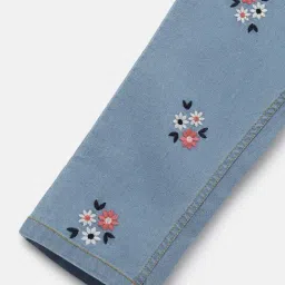 Nauti Nati Girls Blue Cotton Embroidered Jeans image 5