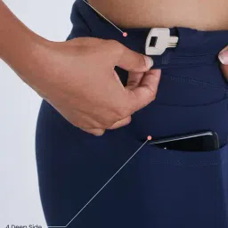 BlissClub Navy High-Waisted Tights With 6 Pockets image 5