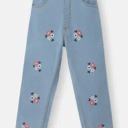 Nauti Nati Girls Blue Cotton Embroidered Jeans-image-94