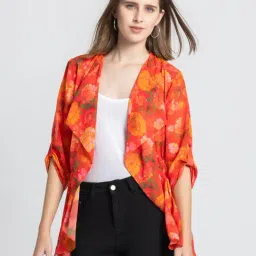 SHAYE Orange Floral Print Shrug-picture-19