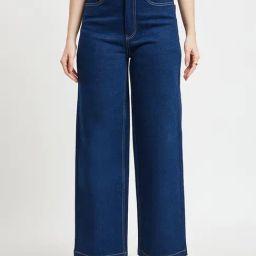Fablestreet Navy Cotton High Rise Jeans-picture-6