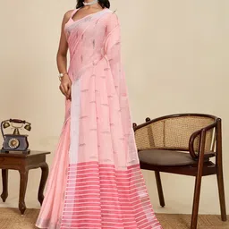 all about you Women Striped Saree with Blouse Piece image 5
