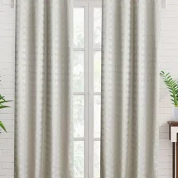 Home Centre Arbor Grey & Cream Colored 2 Pieces Printed Black Out Door Curtains-picture-33