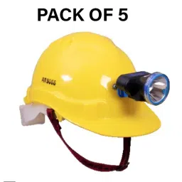 Safe Dot Airboss Safety Helmet with Light & Ratchet Adjustable 4 PointCradle 10 W (LED BULB) HDPE 550 g Yellow for Industrial and Factory Use, (Pack of 5 Pcs) image 2