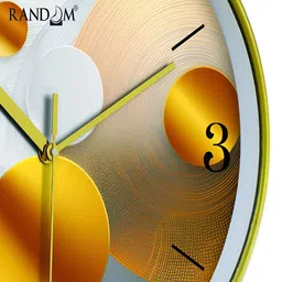 RANDOM White & Brown Printed Contemporary Round Shaped Analogue Wall Clock image 3