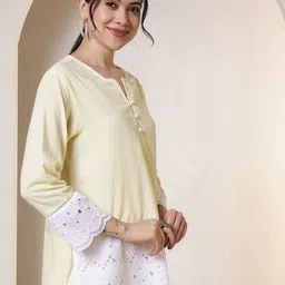 all about you Women Solid Lace Work Casual Top image 4